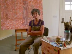 MS ZI Portrait of woman in studio / Tivoli, New York, United States Stock Footage