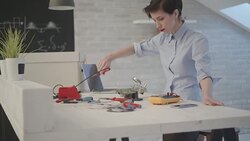 4K: Female Engineer Soldering a Circuit Board In Her Office. Stock Footage