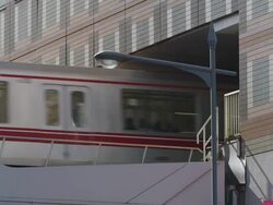 MS View of train moving in Marunouchi subway line at Korakuen station / Tokyo, Tokyo-To, Japan Stock Footage