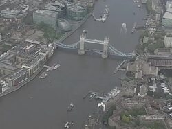 Ariel Views Of Tower Bridge and The Tower Of London Stock Footage