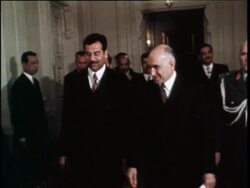 Talks Between Egyptian And Iraqi Delegations On Union, Palestine Resistance Movement Being Received By Saddam Hussein, Iraq Visit By Indira Gandhi News Clip