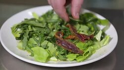 Healthy meal on plate with meat and bread Stock Footage