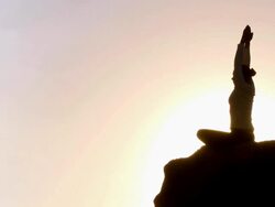 Sun Rock Meditation Woman Stock Footage