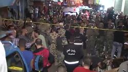 CLEAN : Twin suicide blasts kill 37 in Beirut Hezbollah bastion News Clip