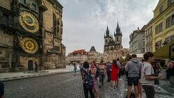 Time Lapse of Tourist walking at Prague town centre, Czech Stock Footage