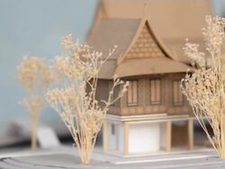 focus in front of thai house style model Stock Footage