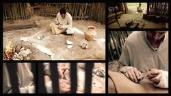 Primitive man, age of the neolithic. Stock Footage