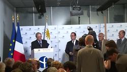 CLEAN : French president Hollande visits Pasteur Institute in Uruguay News Clip