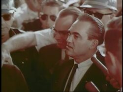 George Wallace attends a rally at the University of Alabama in an effort to prevent two black students from enrolling. Stock Footage
