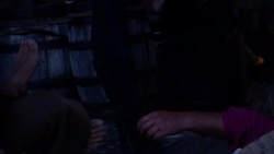 Christopher Columbus emerges form below deck to waken his sailors. Stock Footage