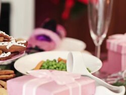 Serving Christmas Turkey Dinner Stock Footage