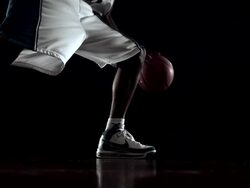  MS SLO MO Athlete dribbling basketball / Beaverton, OR, USA Stock Footage