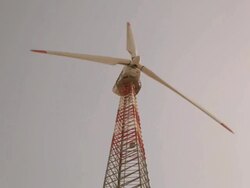 Low angle view of a wind turbine, Jaisalmer, Rajasthan, India Stock Footage
