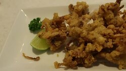 Eating fried squid japanese food Stock Footage