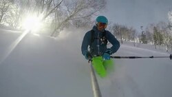 POV of a young man skier skiing on a snow covered mountain. - Slow Motion Stock Footage