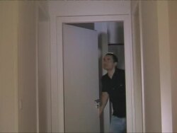 Man exploring flat Stock Footage