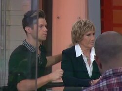 Henry Byalikov & Diana Nyad (eliminated from DWTS) on the set of the Good Morning America show Stock Footage