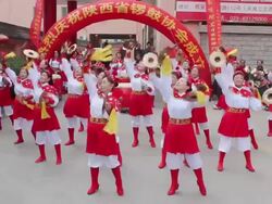 MS People performing gongs and drums with costumes/xian,shaanxi,China Stock Footage