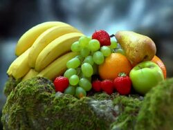 NTSC: Fruit by a waterfall Stock Footage
