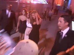 Nina Agdal on Sharing SI Cover with Barbie Lily & Christine at Jimmy Kimmel Studio Hollywood - Celebrity Sightings in Los Angeles Stock Footage
