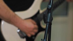 Man Playing Electric Guitar Stock Footage