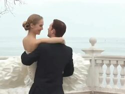 bride circling the groom on his hands Stock Footage