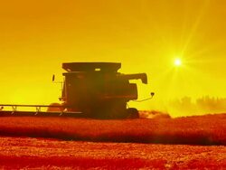 HD: Combine Harvester at Sunset Stock Footage
