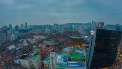 Seoul City City Lights and Traffic Stock Footage