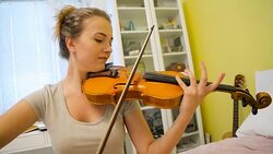 Young Girl Playing the Violin Stock Footage
