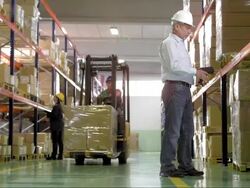 Checking The Stock In A Warehouse Stock Footage