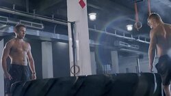 gym man hammer tire Stock Footage