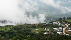 Mountain, street Mist./Park Phu Thap Boek, Phetchabun Province, Thailand, the rainy season. Stock Footage