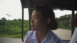 M/S Myanmar teenage girl in the school bus Stock Footage