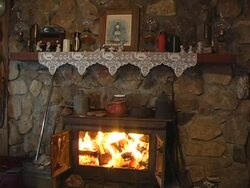 mountain cabin fireplace Stock Footage