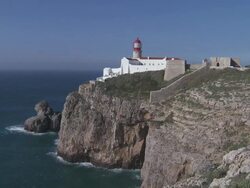  WS View of Lighthouse with see / Cabo De Sao Vincente, Algarve, Portugal Stock Footage