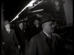 B/W French President Auriol at train station / 1940's / No SOUND Stock Footage