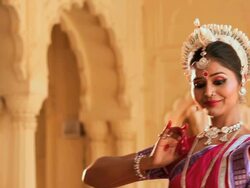 Odissi dancer performing in the palace, Ballabgarh, Haryana, India Stock Footage