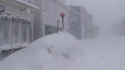Blizzard, Snow Storm, Blowing Snow, Snow Mounds - Plymouth, Massachusetts Stock Footage
