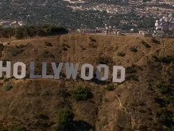 Aerial TS revealing Hollywood sign / Los Angeles, California, United States. Stock Footage