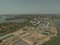 Rhodes and Brays Bay, Sydney, NSW, Australia from the air Stock Footage