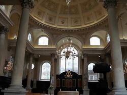 Interior of Saint Stephen Walbrook church, London Stock Footage