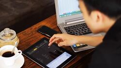 business man using tablet analysis stock Stock Footage