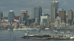 Seattle city skyline and harbour area News Clip