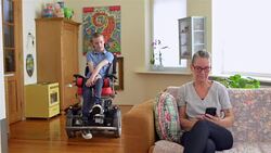 Disabled son with his mother Stock Footage