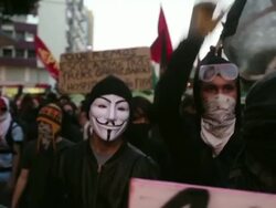 Protest In Rio De Janeiro, After The First Game At The Revamped Maracana Stadium. Stock Footage