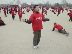 MS School children take part in skipping rope activities / xi'an, shaanxi, china Stock Footage