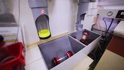 The dispatch of containers by air tube Stock Footage