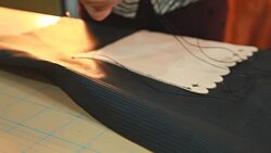 HD Dolly:Hand sewing leather Stock Footage