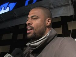 Knicks player Tyson Chandler talks at Barclays Stock Footage