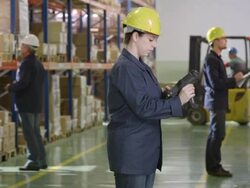 Warehouse Employee Scanning Boxes Stock Footage
